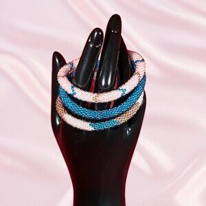 NEW never worn Sashka Bracelets - Teal, Gold and White